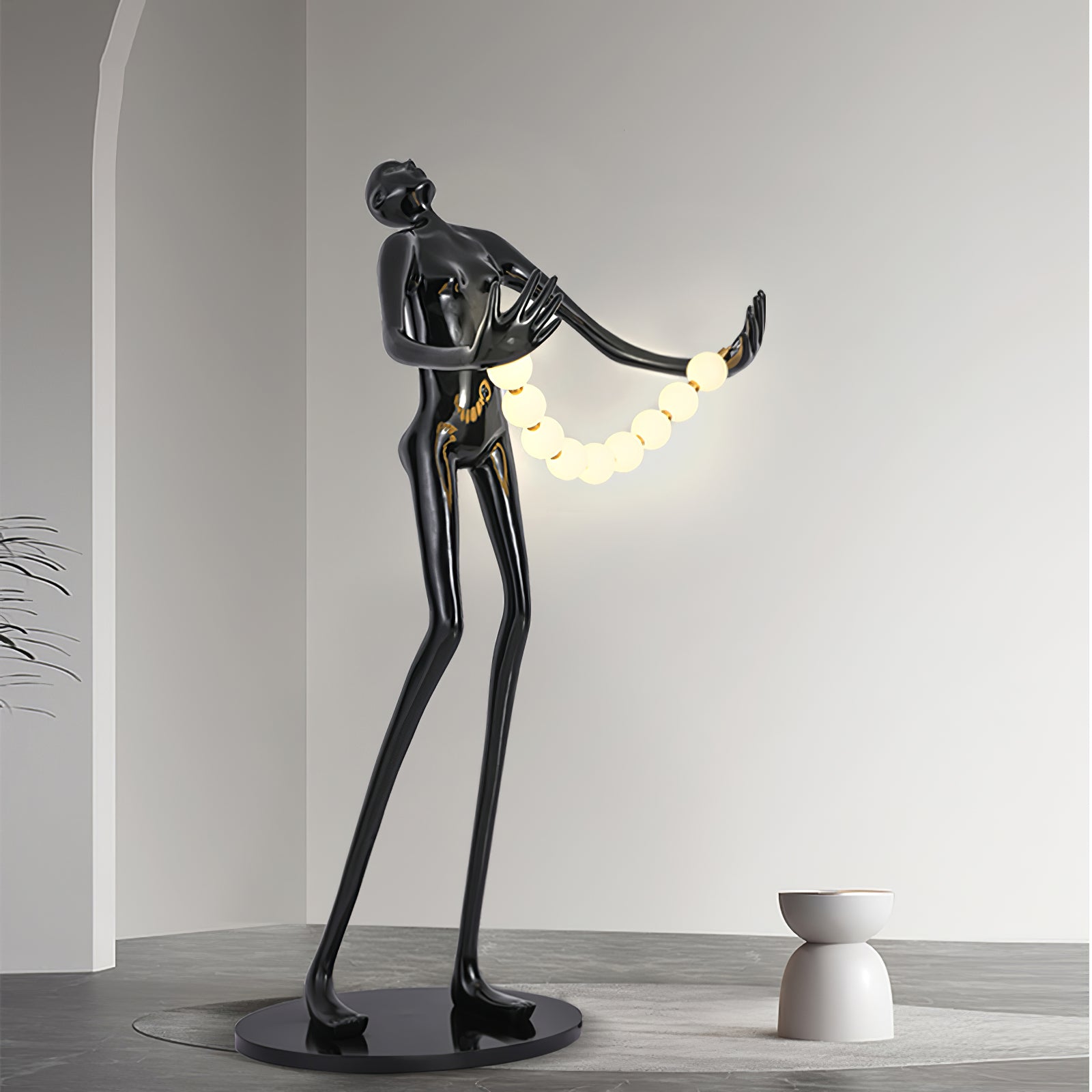 Orbit Beaded Sculptural Metal Floor Lamp - Blowlighting