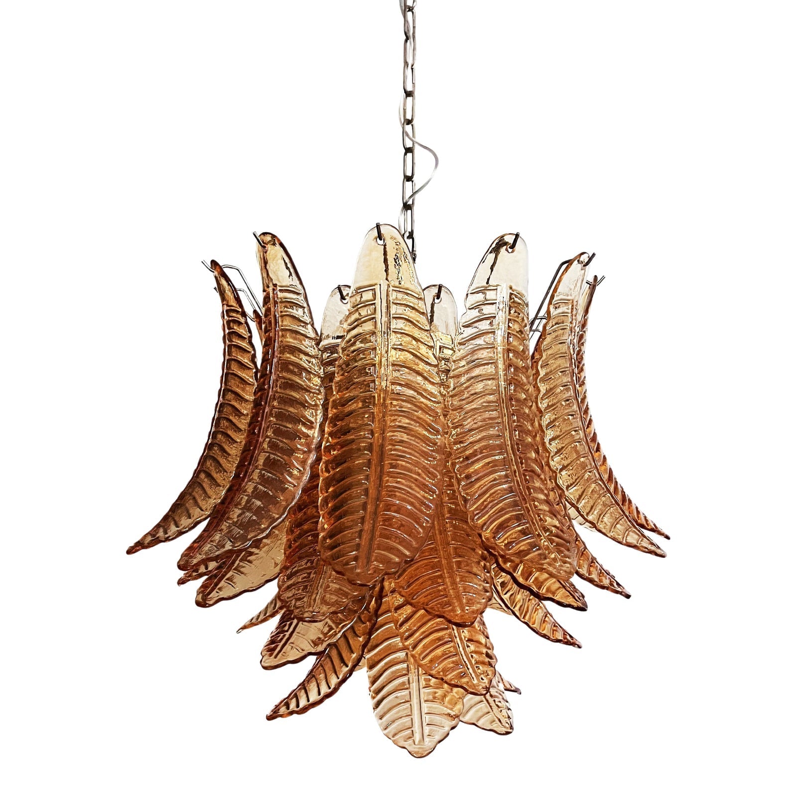 Aurora Chandelier Amber Leaf Glass Layered Venetian Elegance - Blowlighting