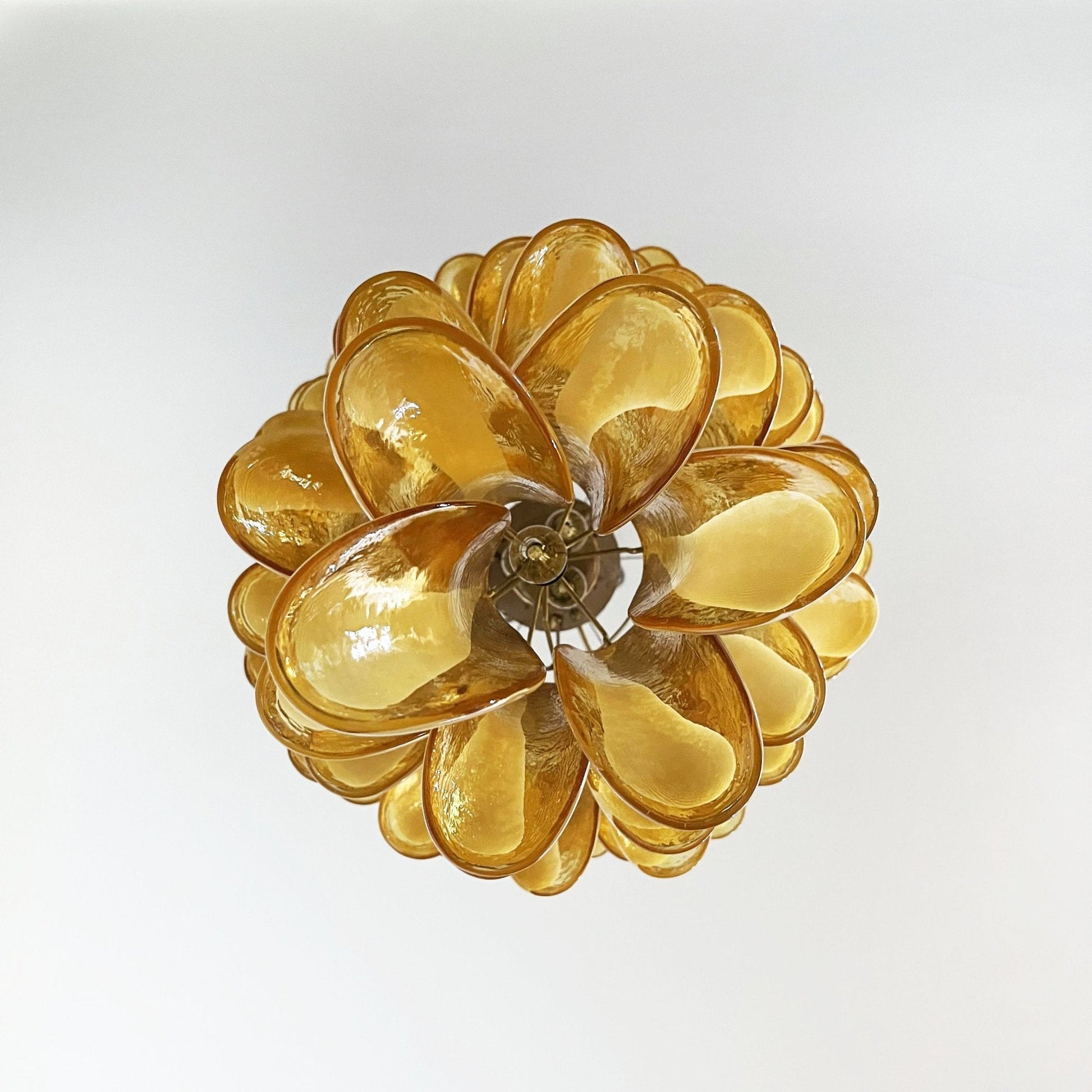 Aurora Chandelier Amber White Murano Spiral Petals - Blowlighting