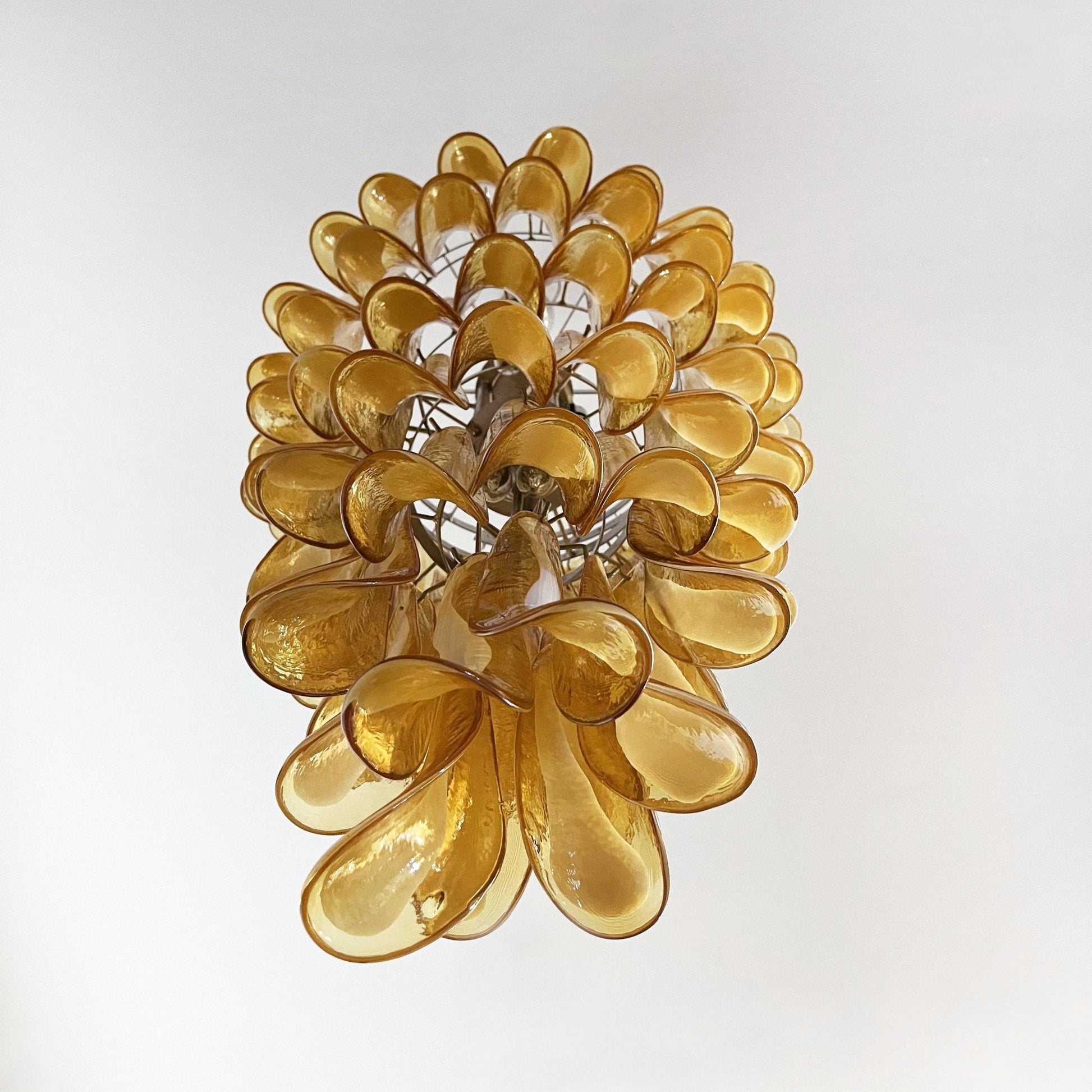 Aurora Chandelier Amber White Murano Spiral Petals - Blowlighting