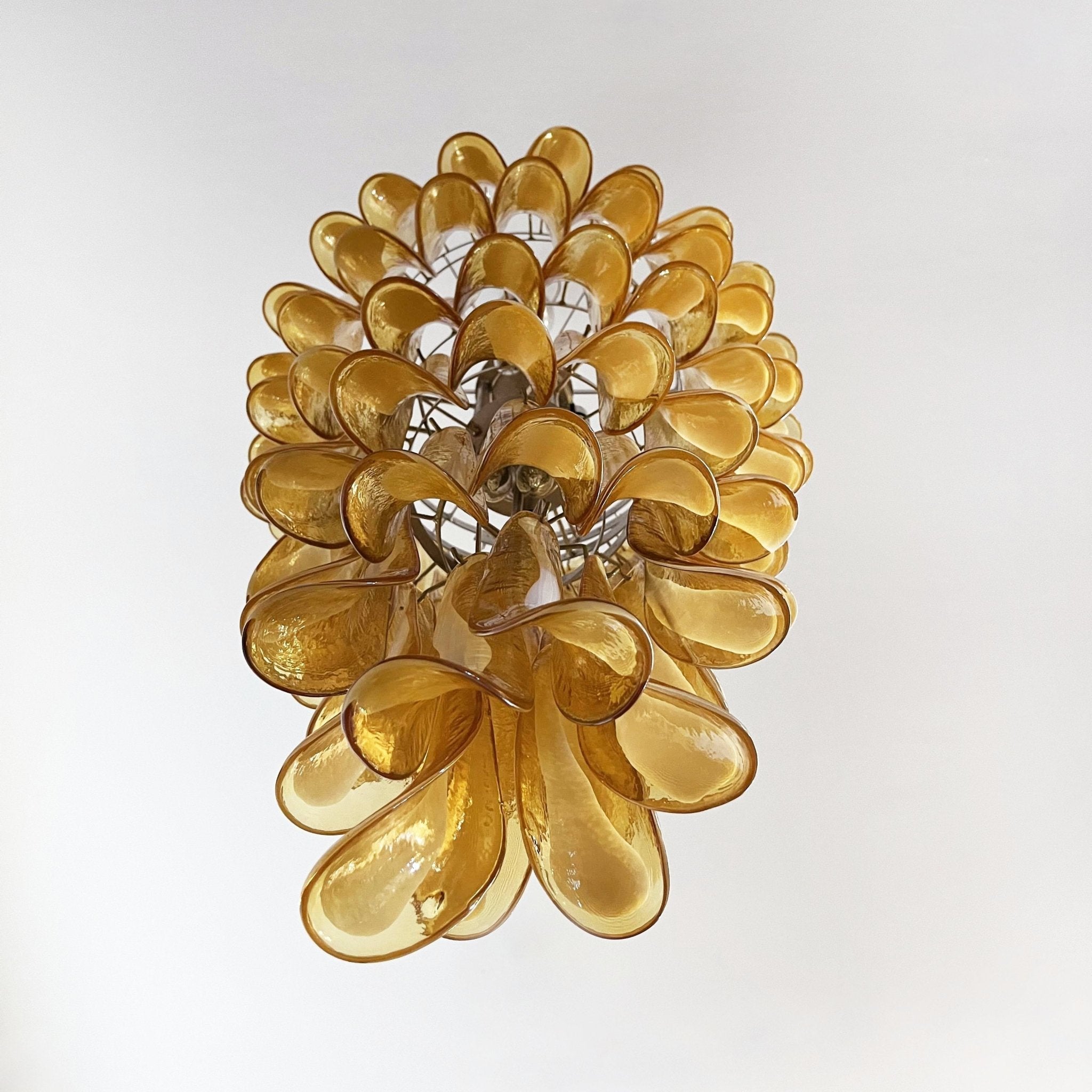 Aurora Chandelier Amber White Murano Spiral Petals - Blowlighting