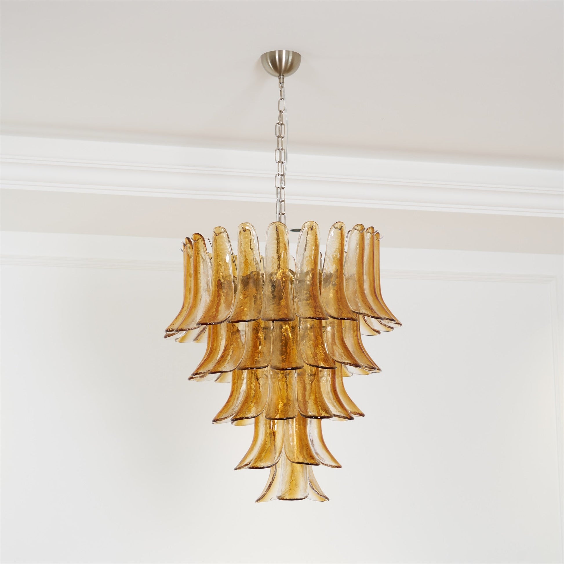Aurora Chandelier Amber Lily Murano Glass Layered Centerpiece - Blowlighting