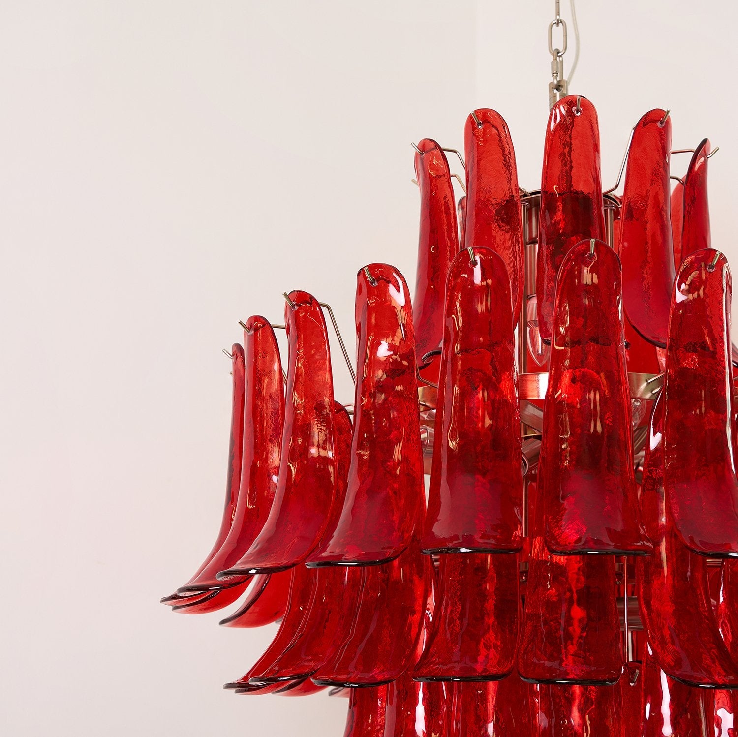 Aurora Chandelier Crimson Murano Petals Bold Art Glass - Blowlighting