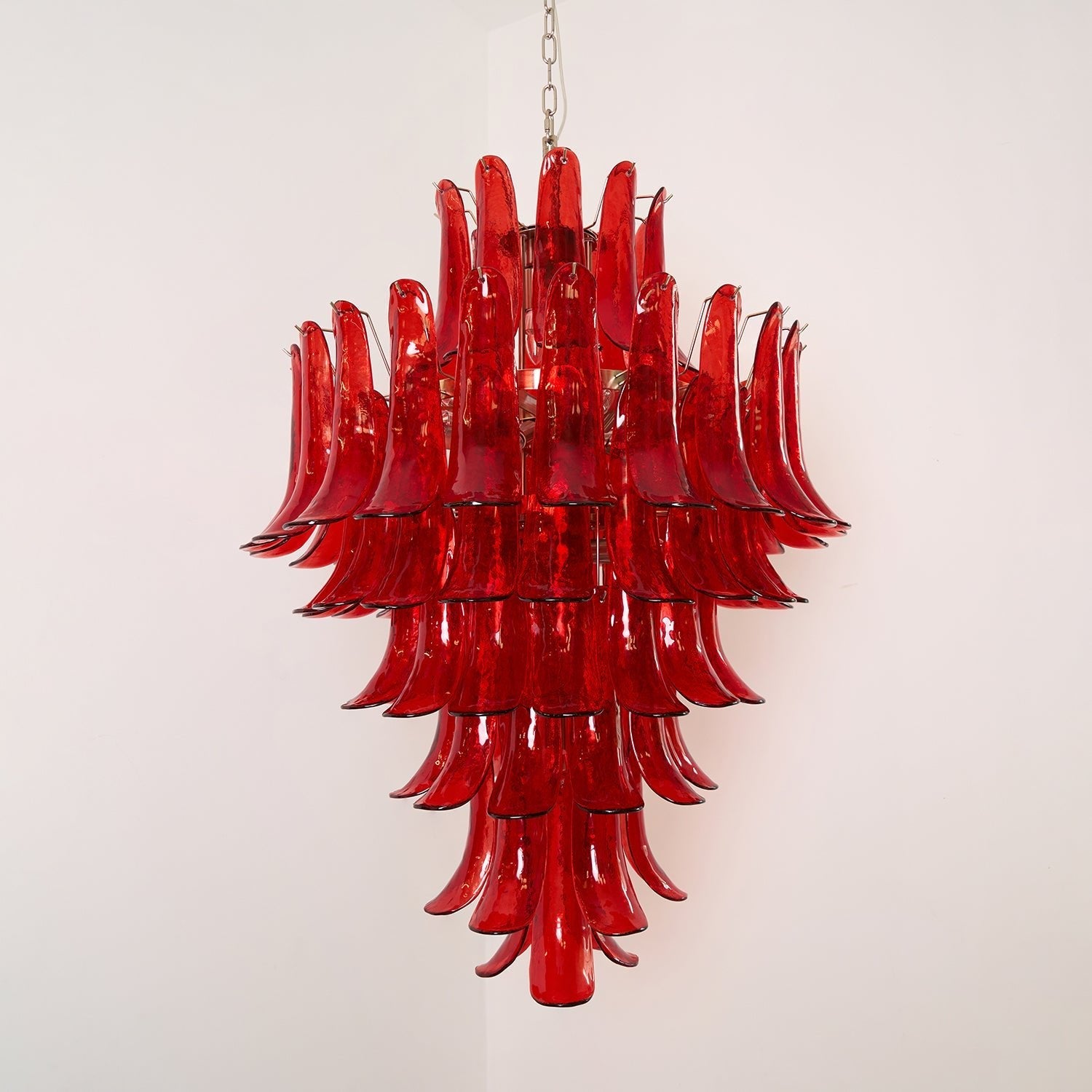 Aurora Chandelier Crimson Murano Petals Bold Art Glass - Blowlighting