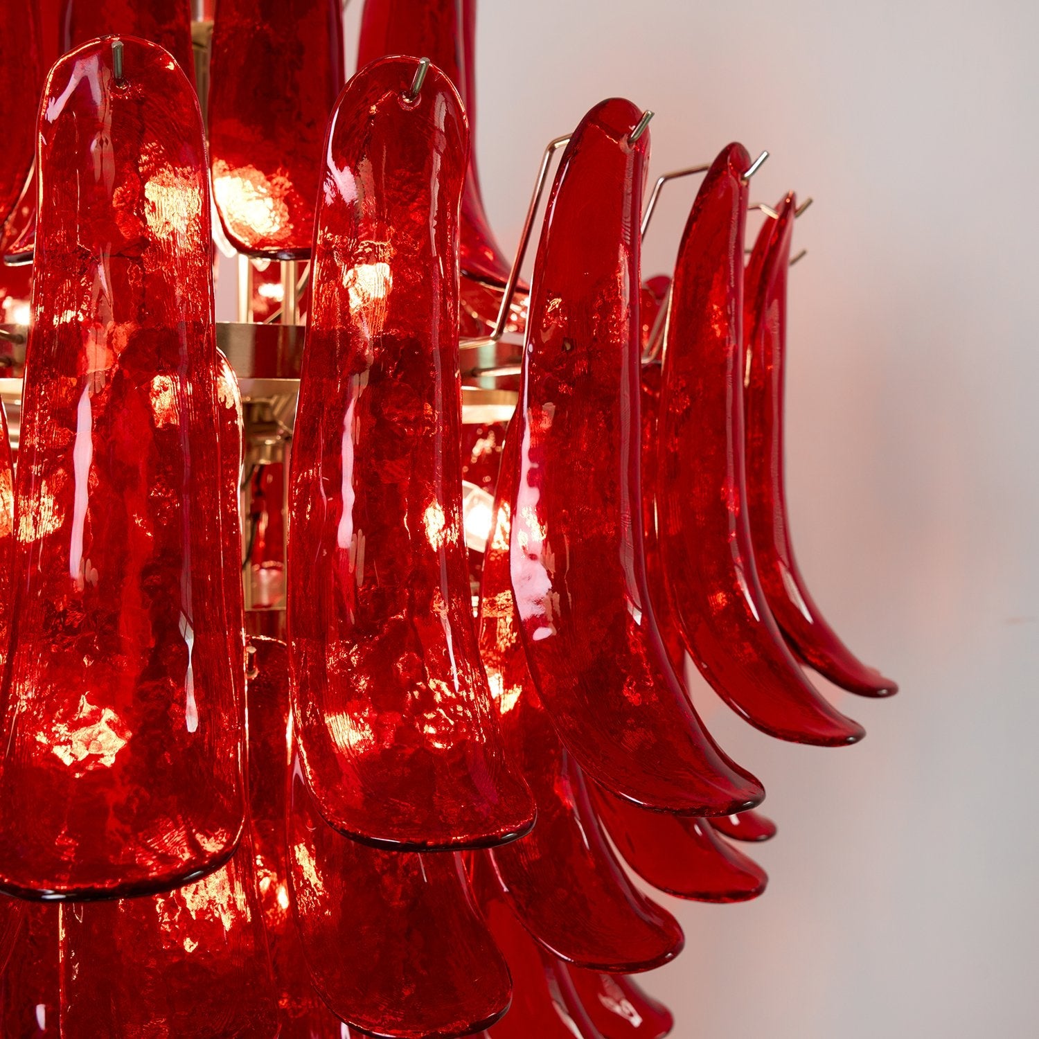 Aurora Chandelier Crimson Murano Petals Bold Art Glass - Blowlighting