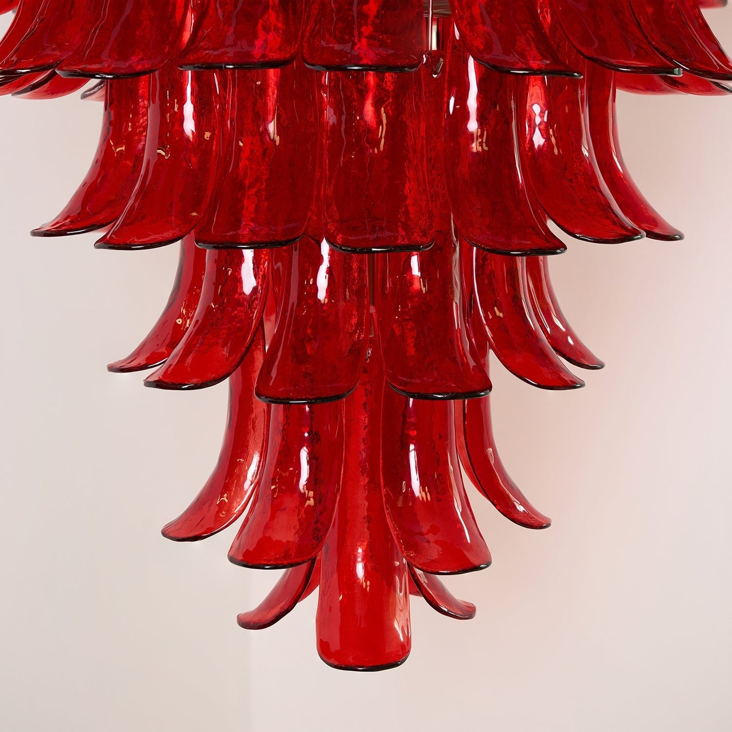 Aurora Chandelier Crimson Murano Petals Bold Art Glass - Blowlighting