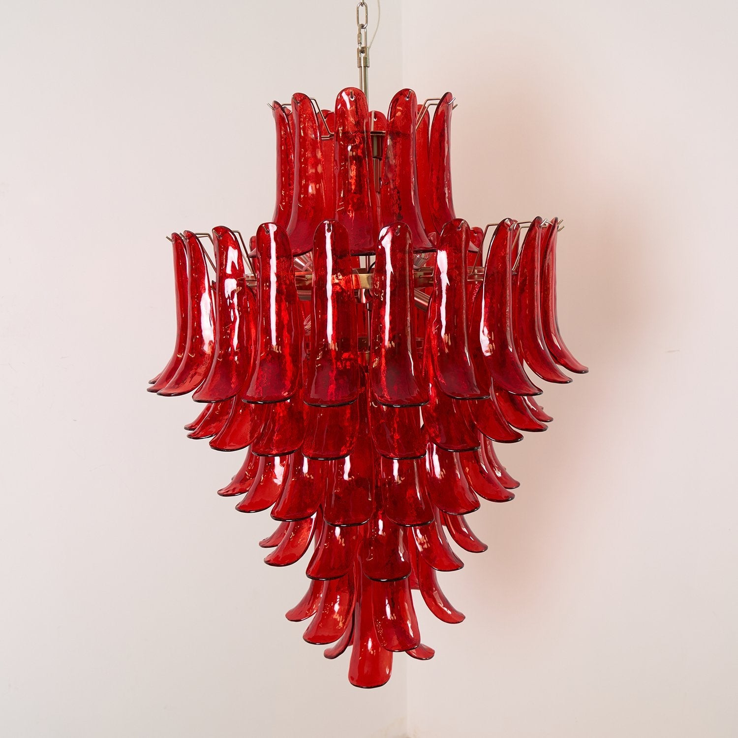 Aurora Chandelier Crimson Murano Petals Bold Art Glass - Blowlighting