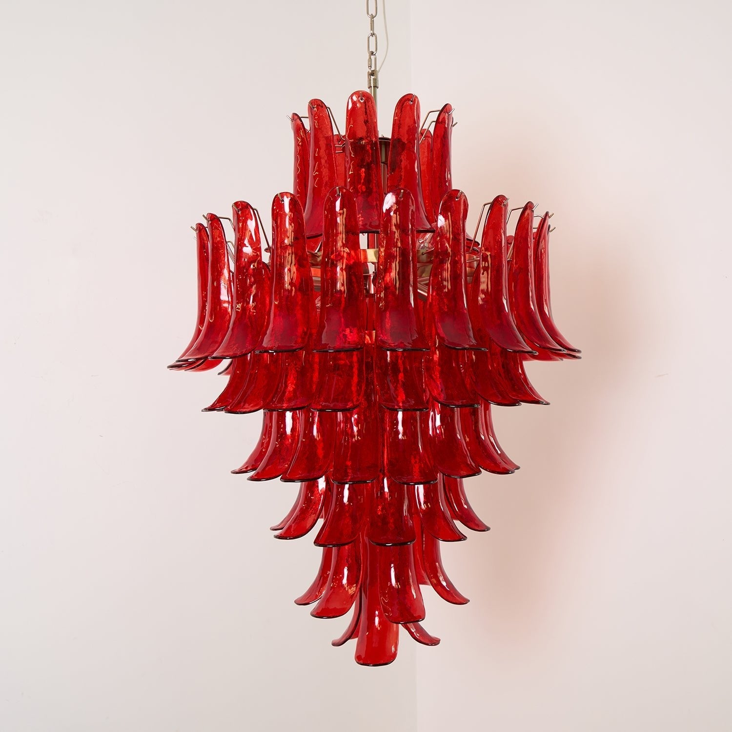Aurora Chandelier Crimson Murano Petals Bold Art Glass - Blowlighting