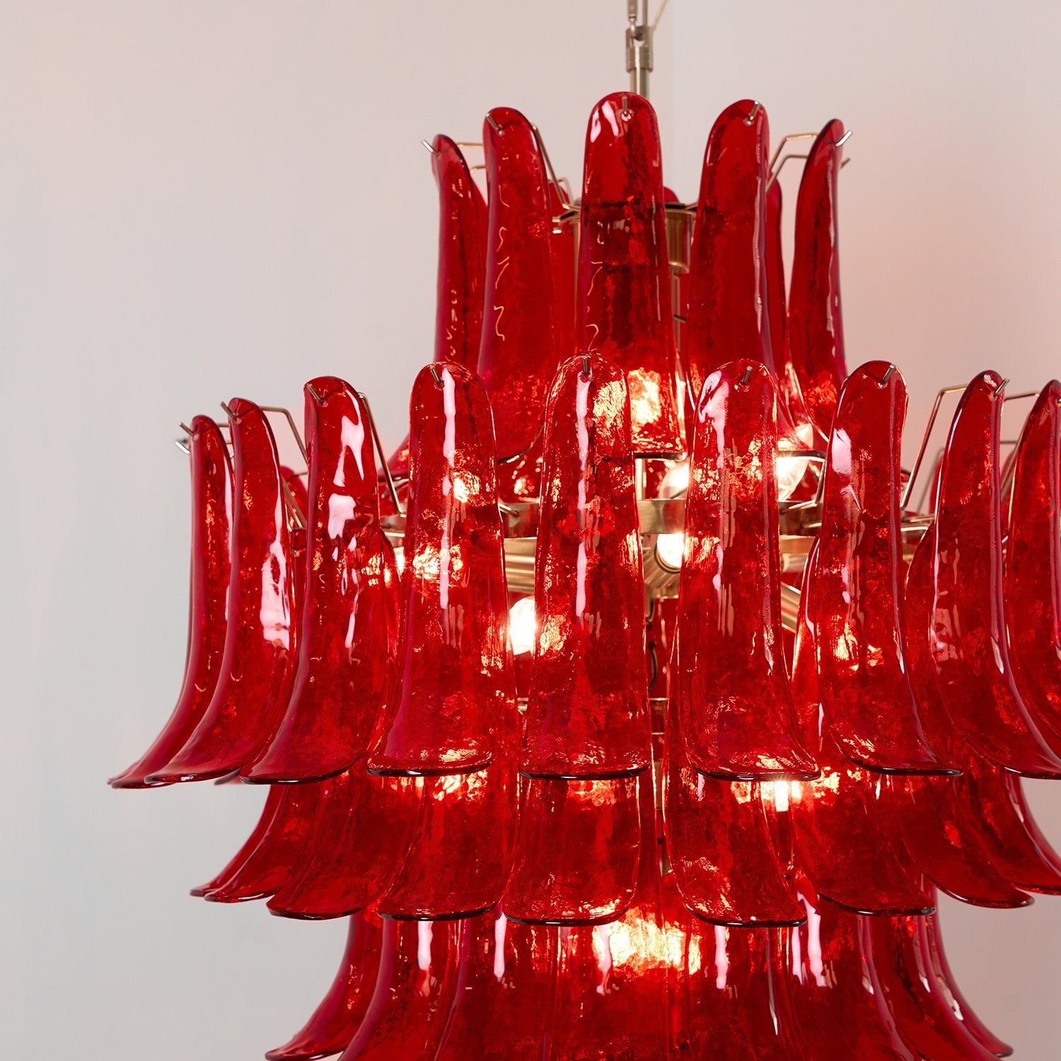 Aurora Chandelier Crimson Murano Petals Bold Art Glass - Blowlighting