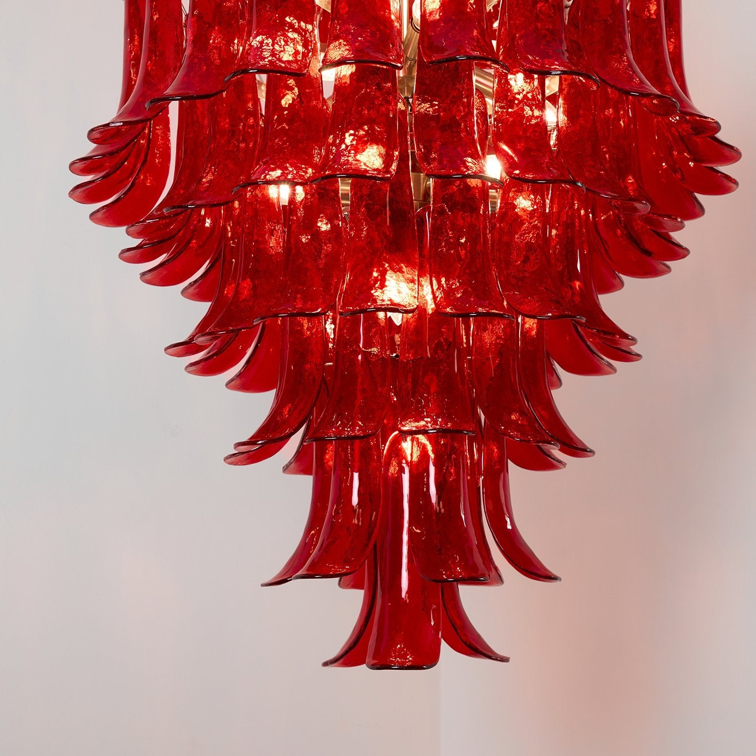 Aurora Chandelier Crimson Murano Petals Bold Art Glass - Blowlighting