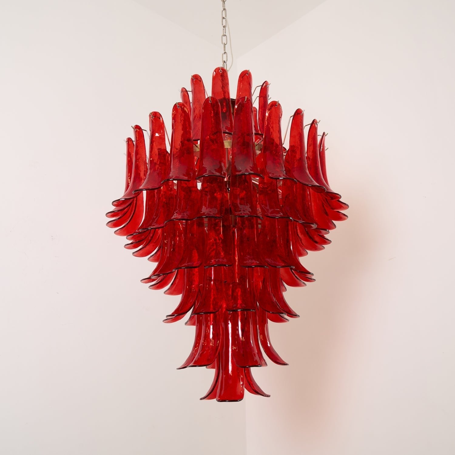 Aurora Chandelier Crimson Murano Petals Bold Art Glass - Blowlighting