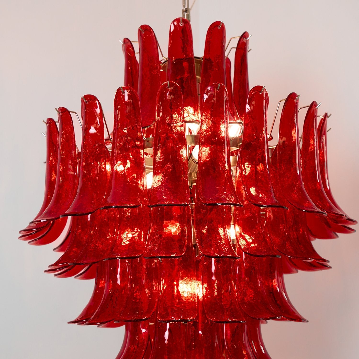 Aurora Chandelier Crimson Murano Petals Bold Art Glass - Blowlighting