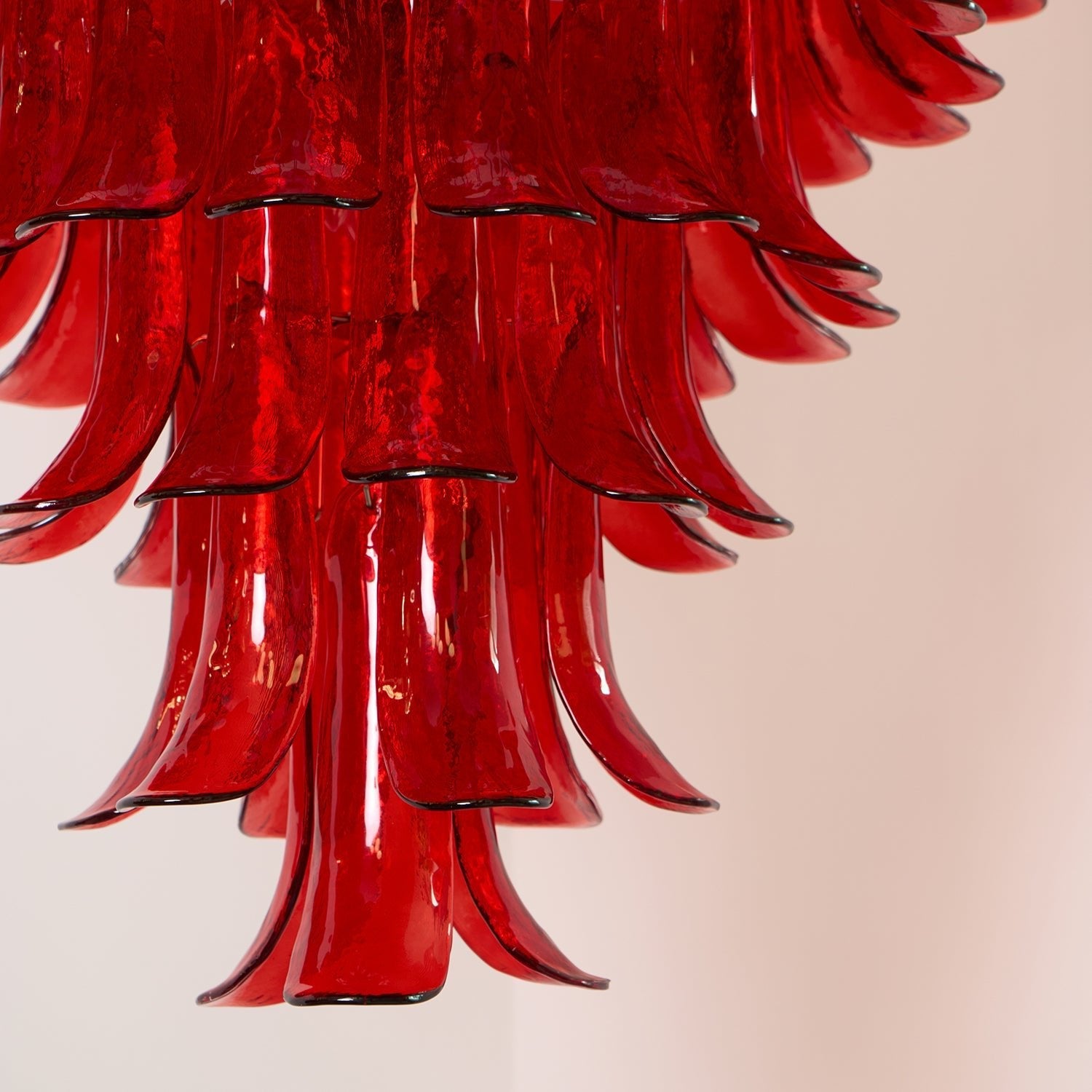 Aurora Chandelier Crimson Murano Petals Bold Art Glass - Blowlighting