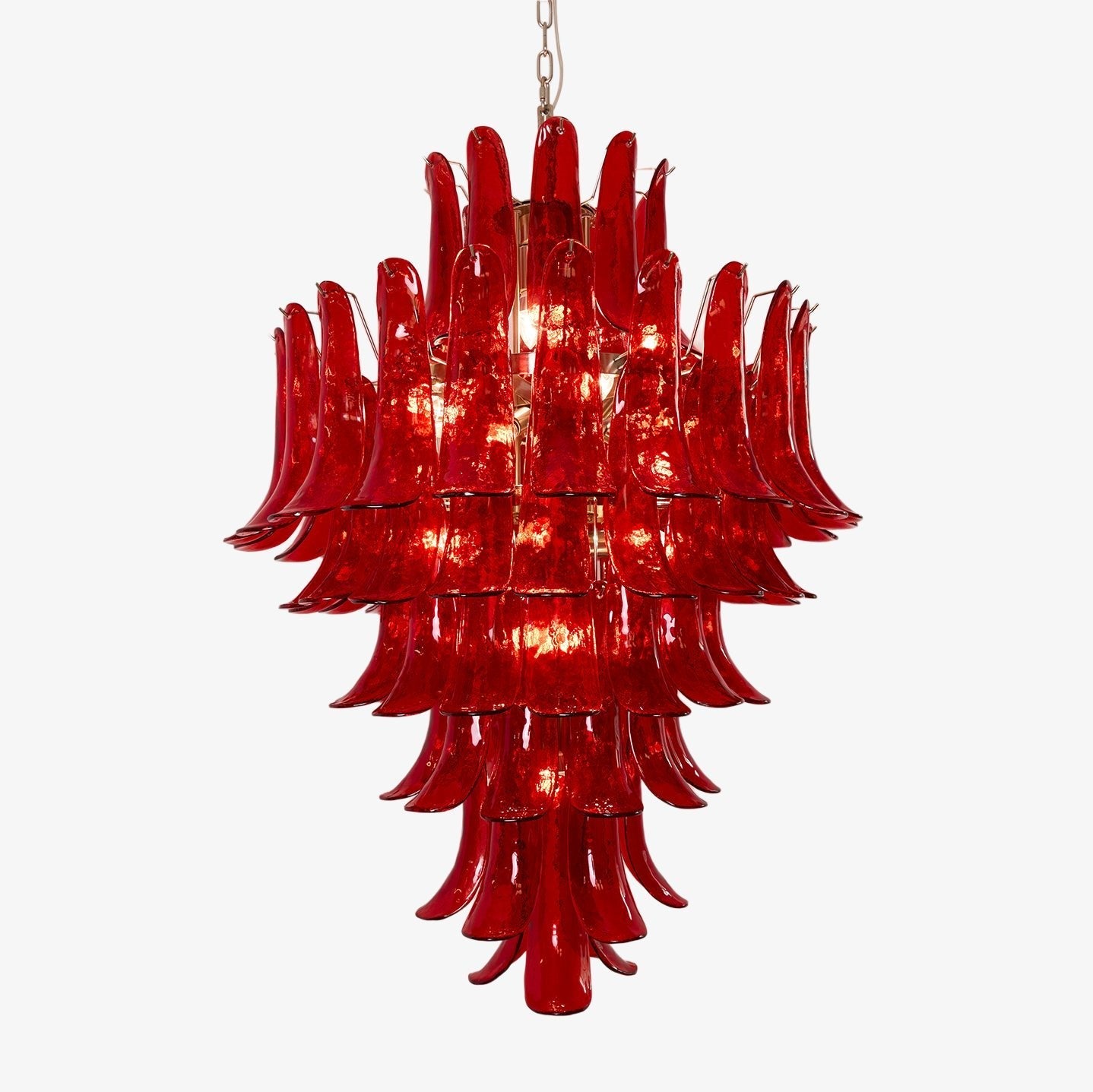 Aurora Chandelier Crimson Murano Petals Bold Art Glass - Blowlighting
