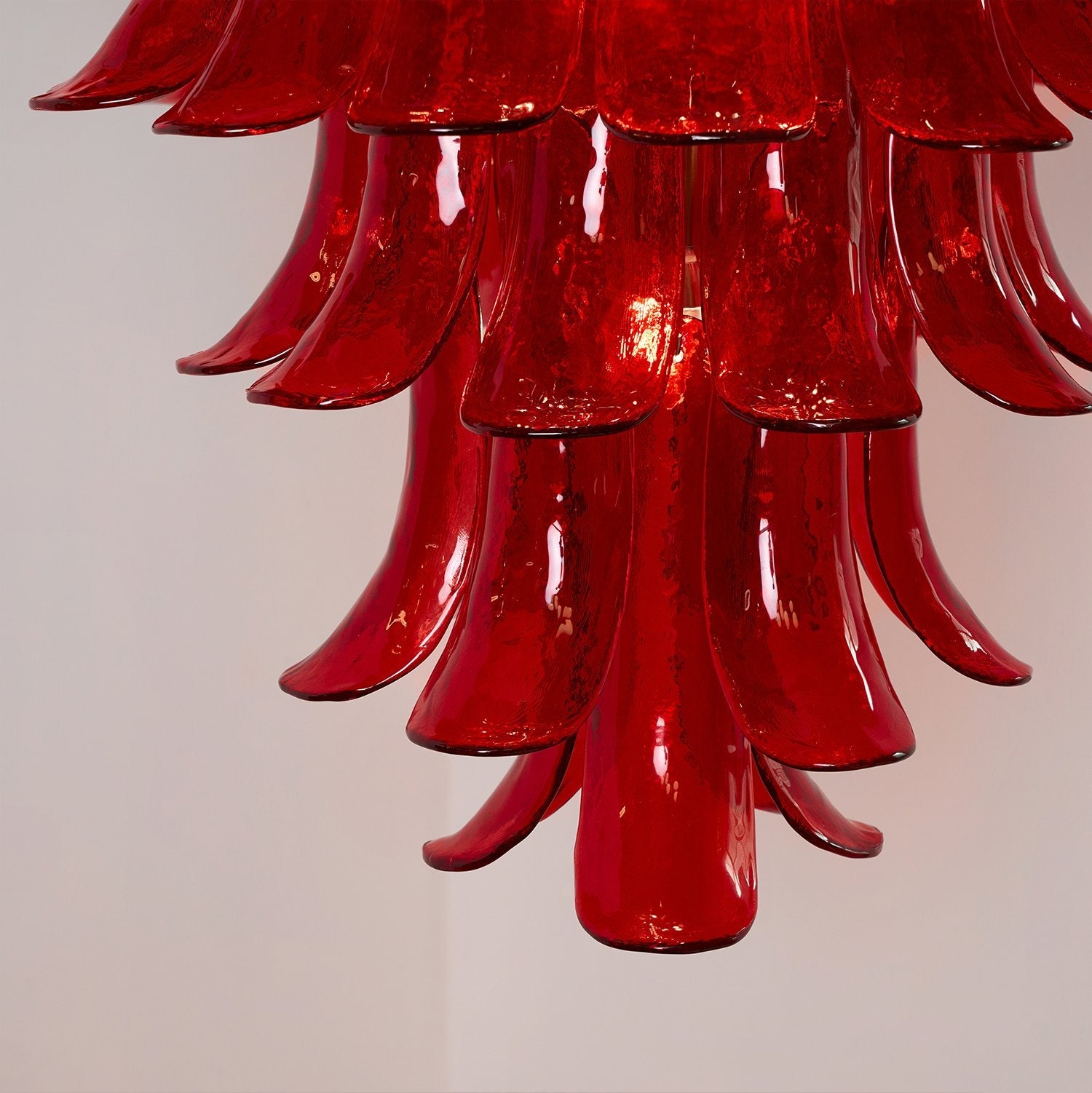Aurora Chandelier Crimson Murano Petals Bold Art Glass - Blowlighting