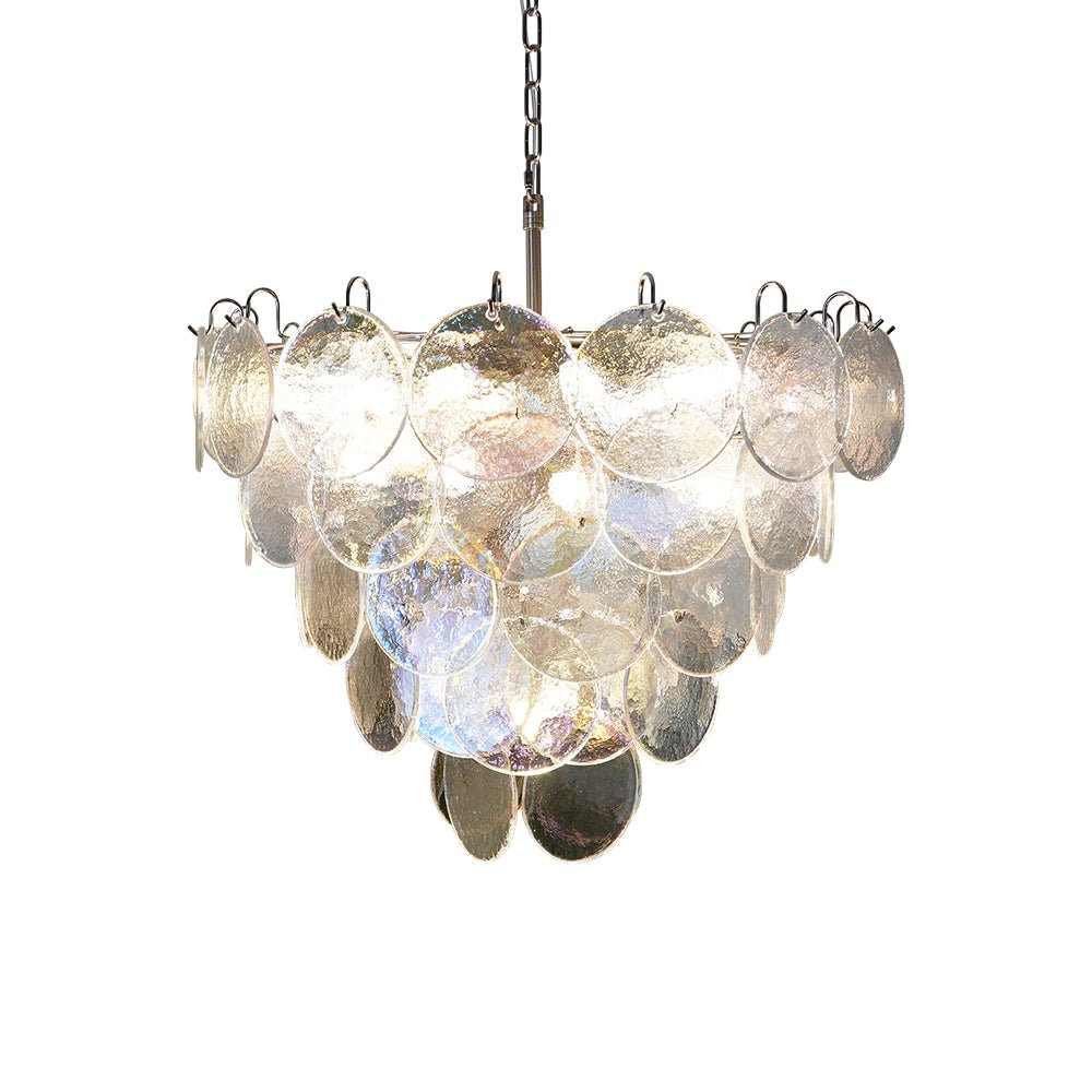 Aurora Chandelier Iridescent Murano Glass Disc - Blowlighting