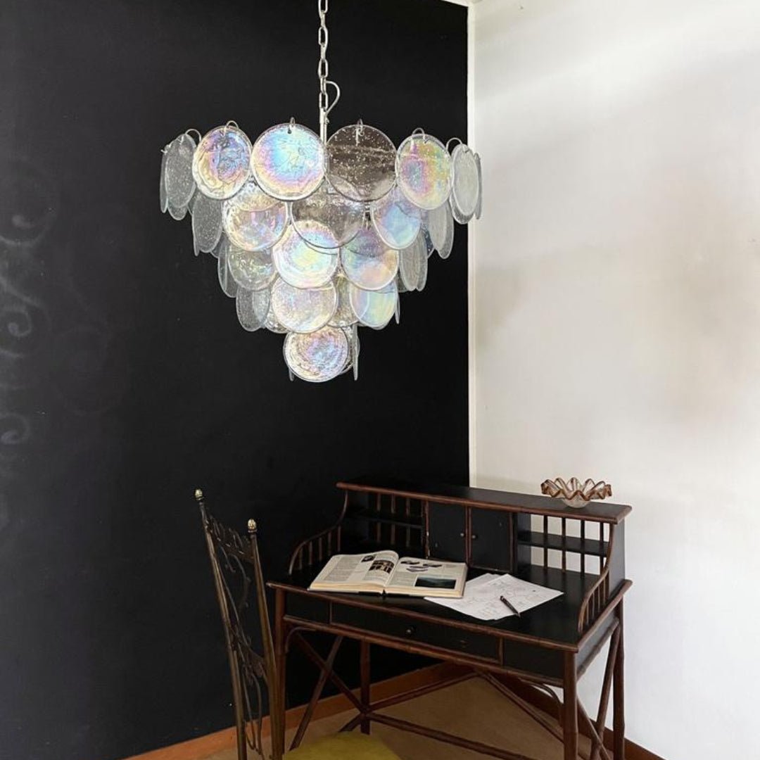 Aurora Chandelier Iridescent Murano Glass Disc - Blowlighting