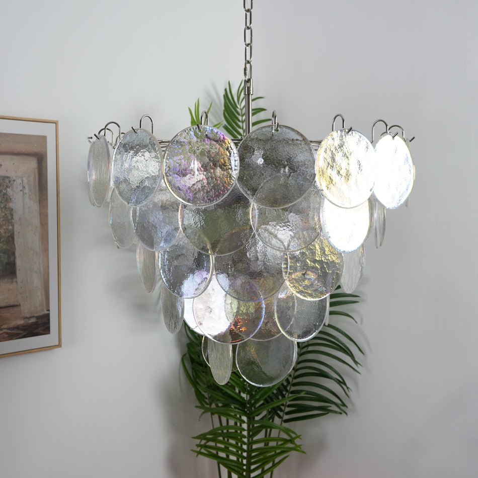 Aurora Chandelier Iridescent Murano Glass Disc - Blowlighting