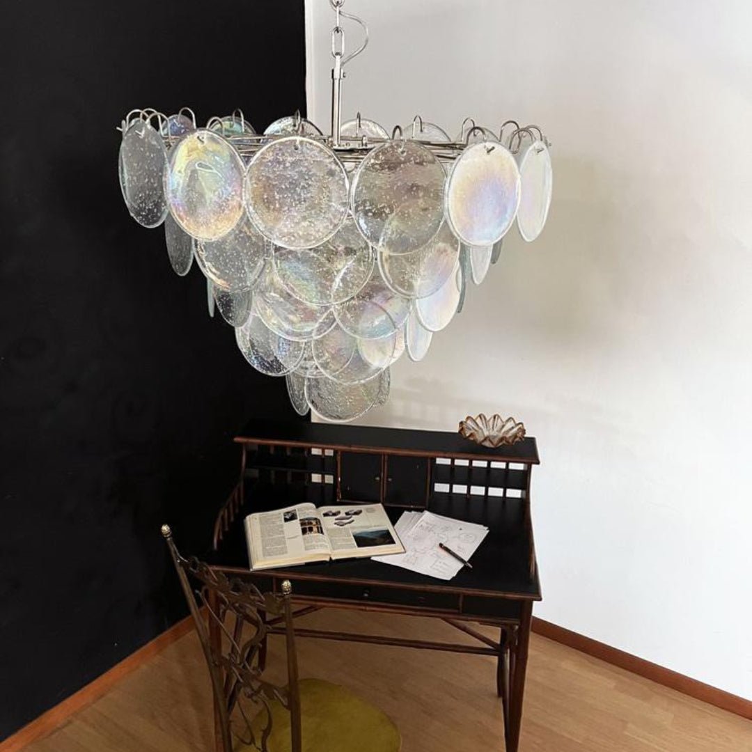 Aurora Chandelier Iridescent Murano Glass Disc - Blowlighting