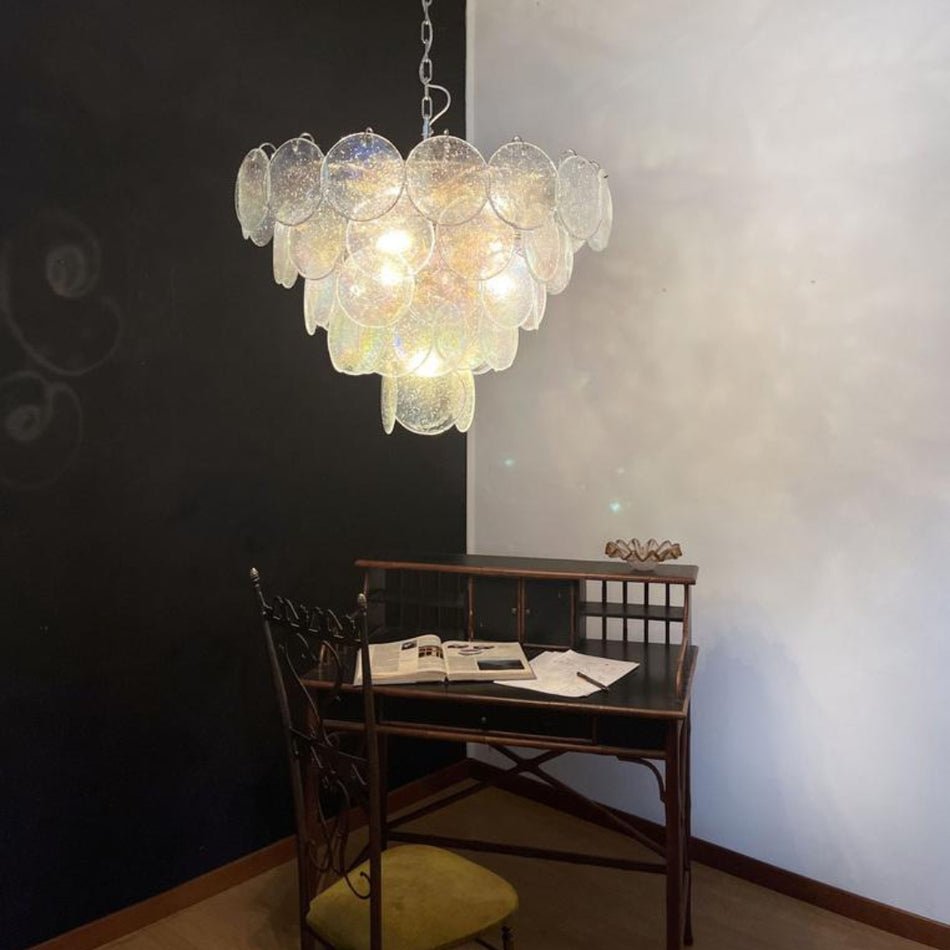 Aurora Chandelier Iridescent Murano Glass Disc - Blowlighting