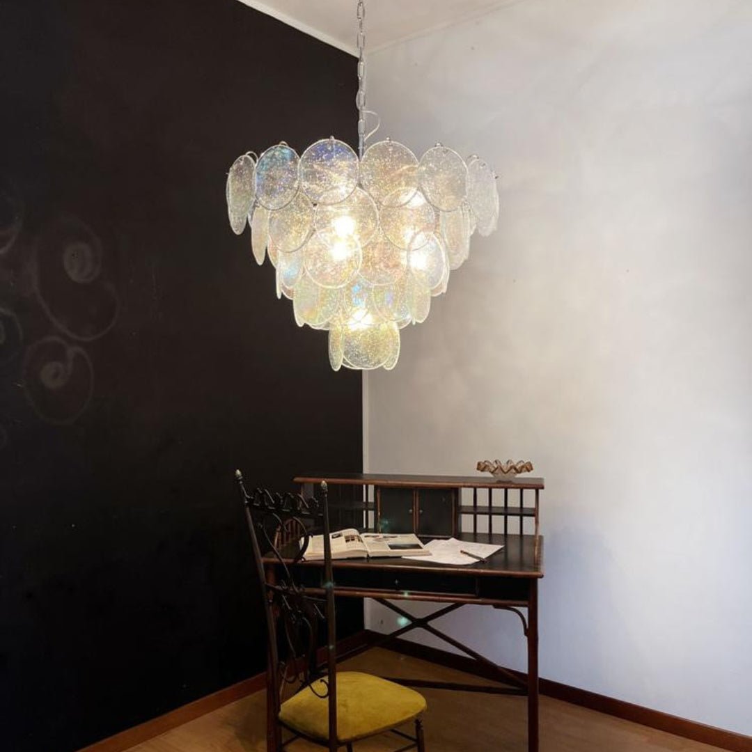 Aurora Chandelier Iridescent Murano Glass Disc - Blowlighting