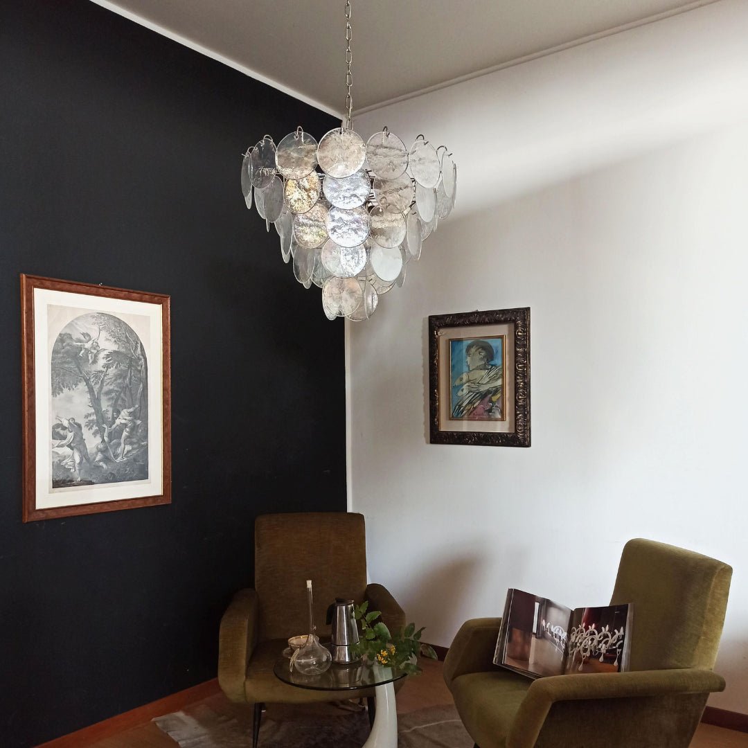 Aurora Chandelier Iridescent Murano Glass Disc - Blowlighting