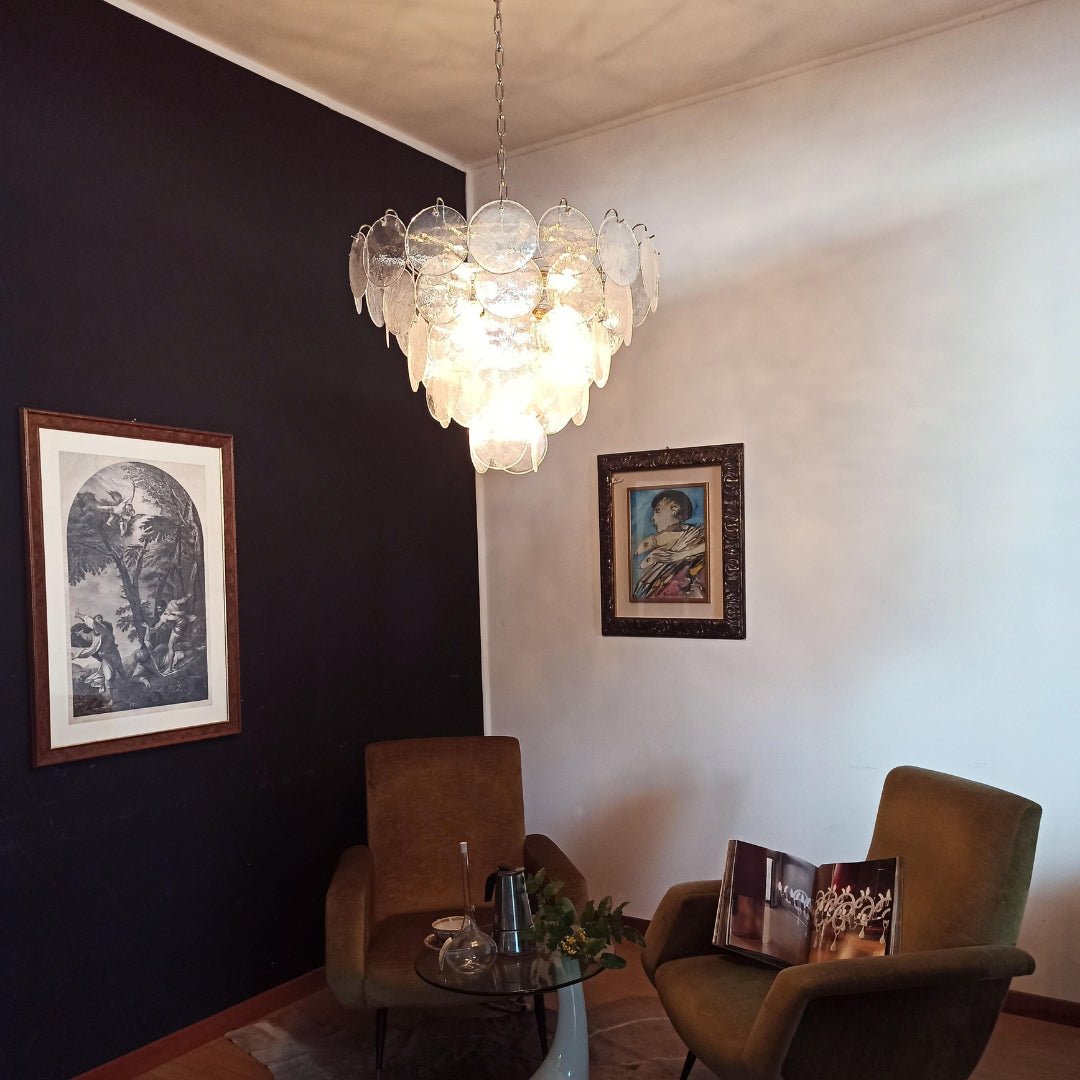 Aurora Chandelier Iridescent Murano Glass Disc - Blowlighting