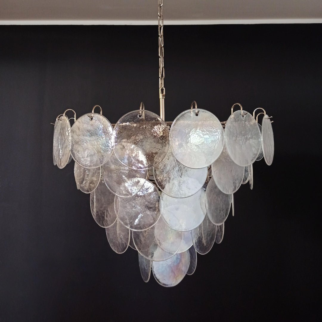 Aurora Chandelier Iridescent Murano Glass Disc - Blowlighting