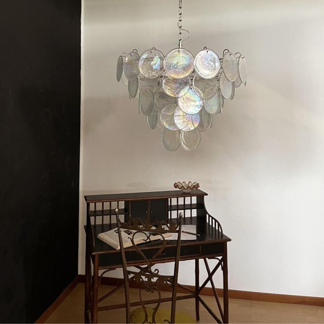 Aurora Chandelier Iridescent Murano Glass Disc - Blowlighting