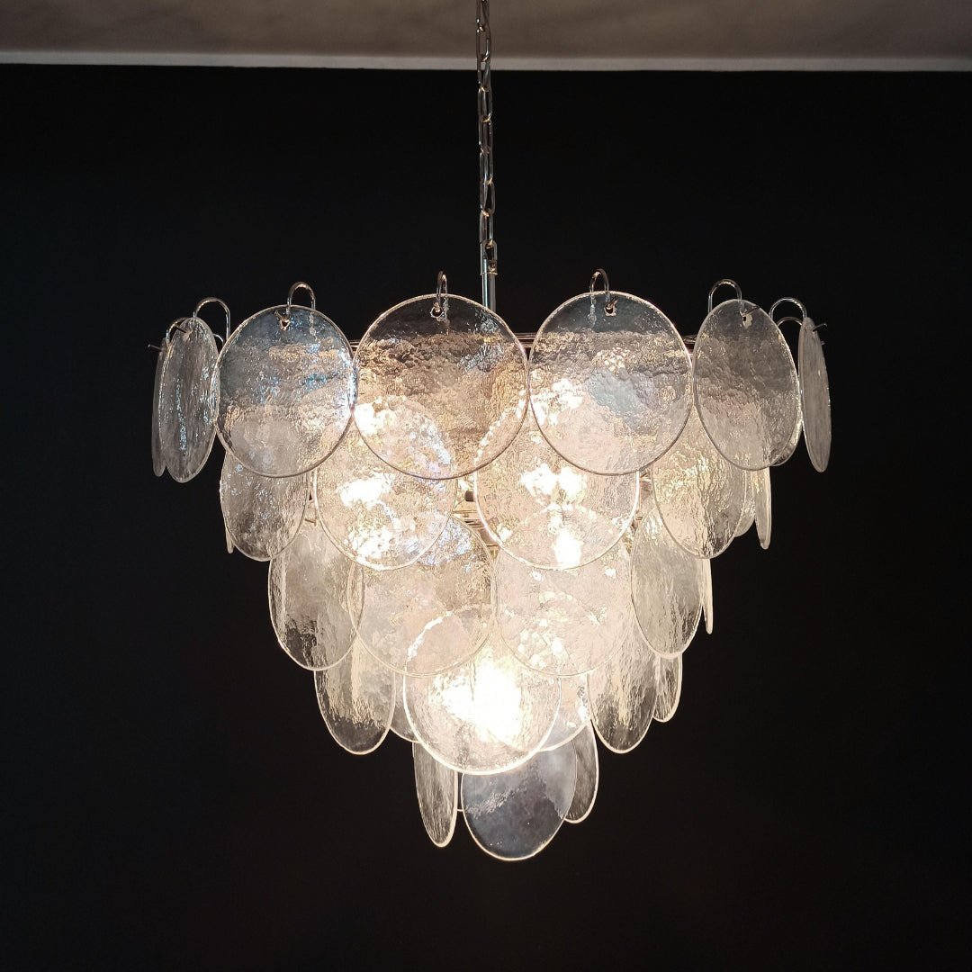 Aurora Chandelier Iridescent Murano Glass Disc - Blowlighting