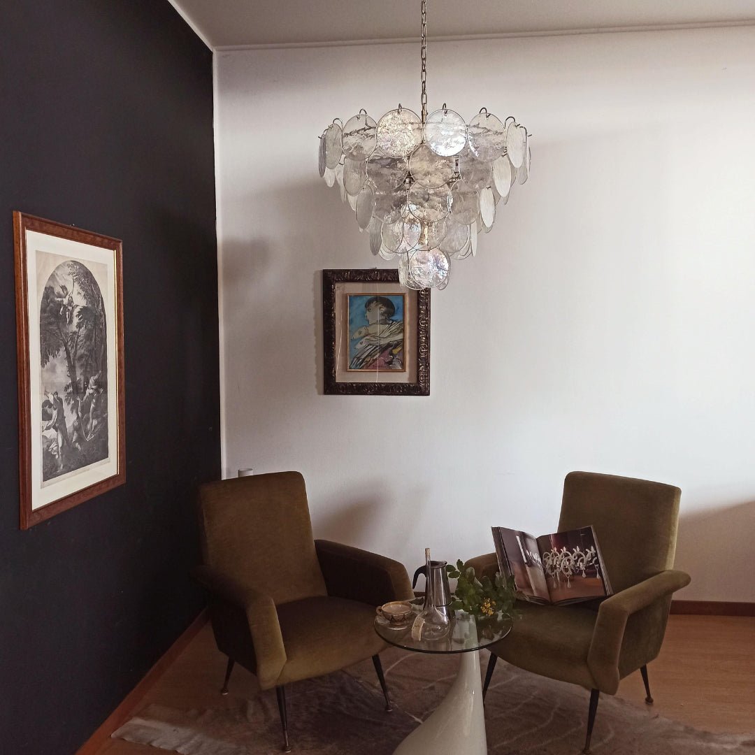 Aurora Chandelier Iridescent Murano Glass Disc - Blowlighting