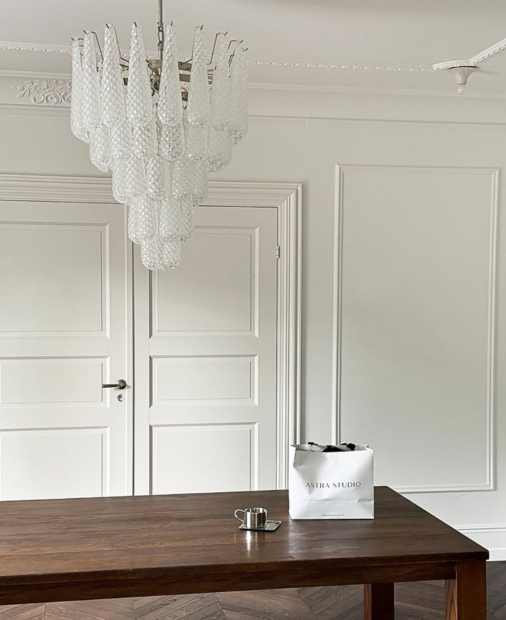 Aurora Chandelier Clear Droplets Murano Glass Waterfall Diamond - Blowlighting