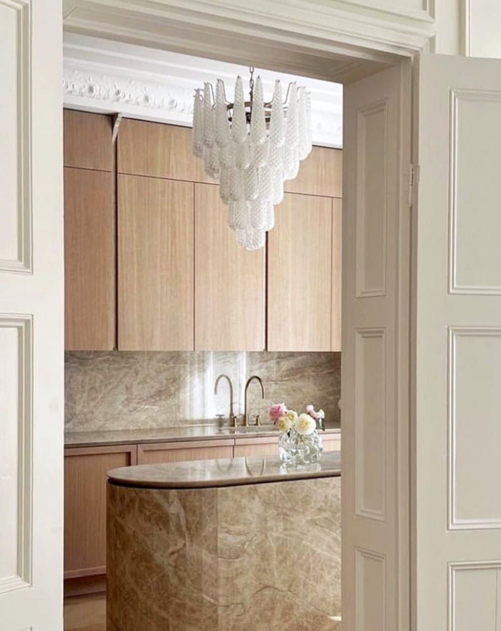 Aurora Chandelier Clear Droplets Murano Glass Waterfall Diamond - Blowlighting