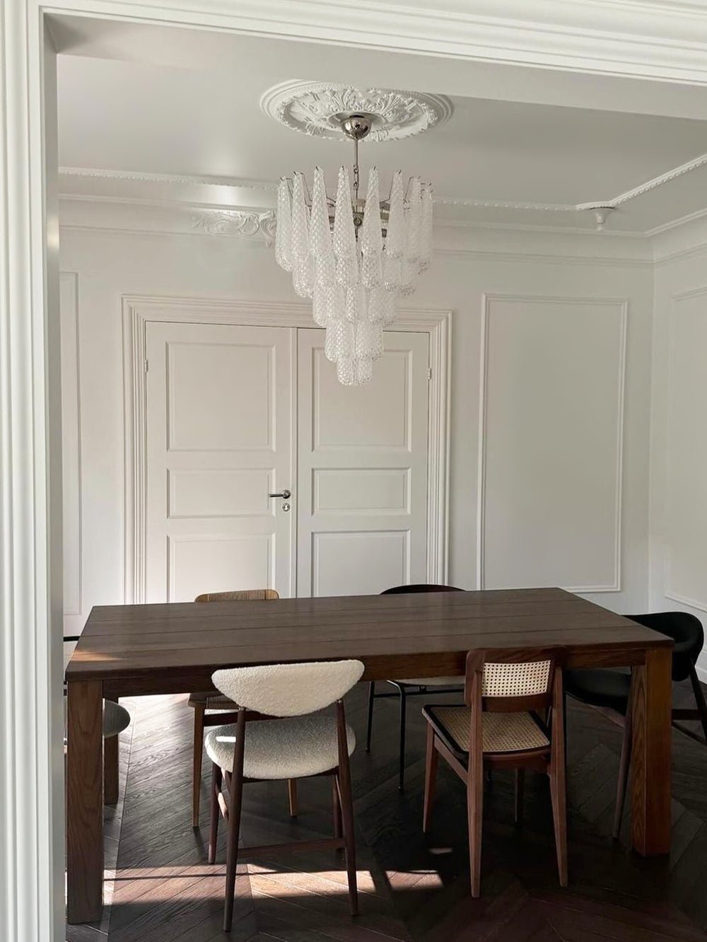 Aurora Chandelier Clear Droplets Murano Glass Waterfall Diamond - Blowlighting