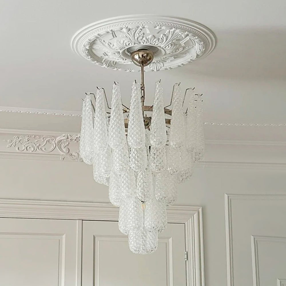 Aurora Chandelier Clear Droplets Murano Glass Waterfall Diamond - Blowlighting