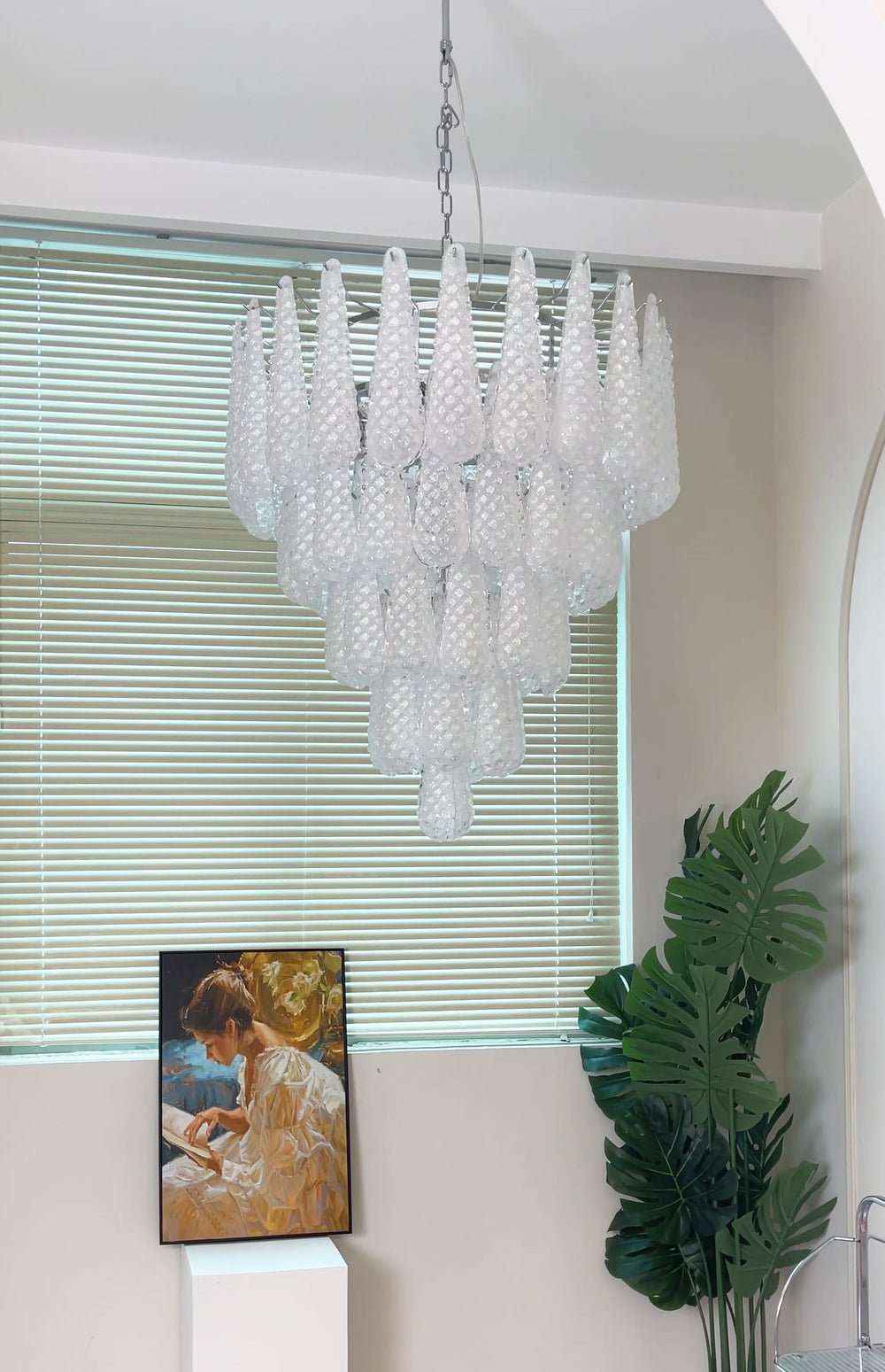 Aurora Chandelier Clear Droplets Murano Glass Waterfall Diamond - Blowlighting