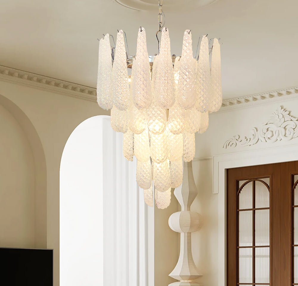 Aurora Chandelier Clear Droplets Murano Glass Waterfall Diamond - Blowlighting
