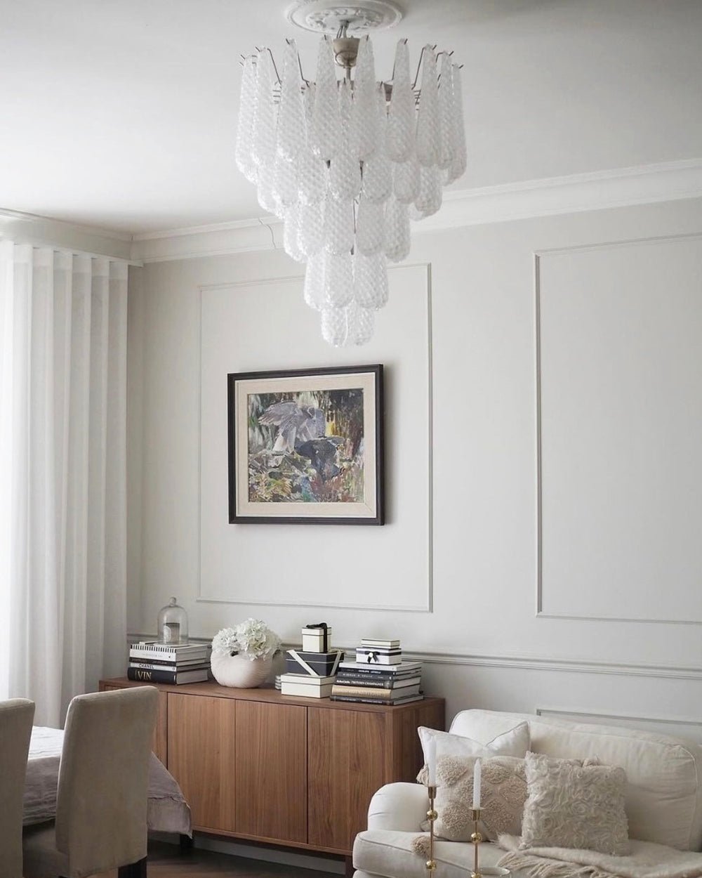 Aurora Chandelier Clear Droplets Murano Glass Waterfall Diamond - Blowlighting