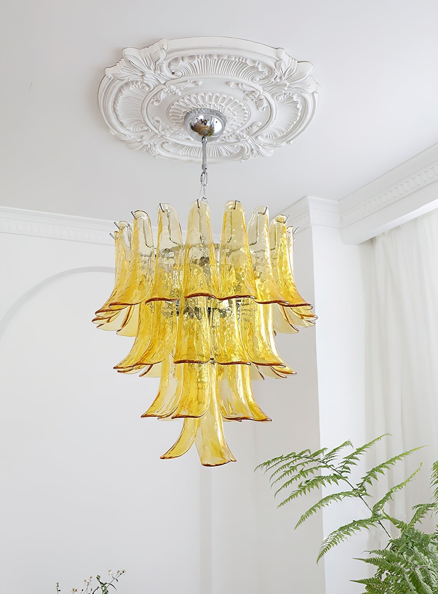 Aurora Chandelier Murano Glass Petals Vintage - Blowlighting
