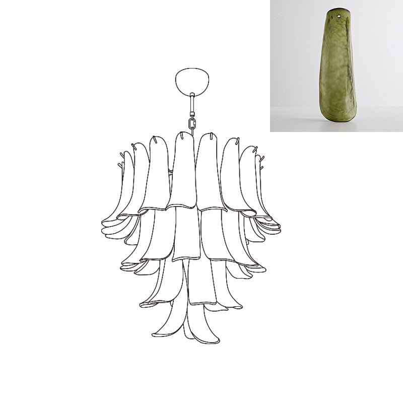 Aurora Chandelier Murano Glass Petals Vintage - Blowlighting