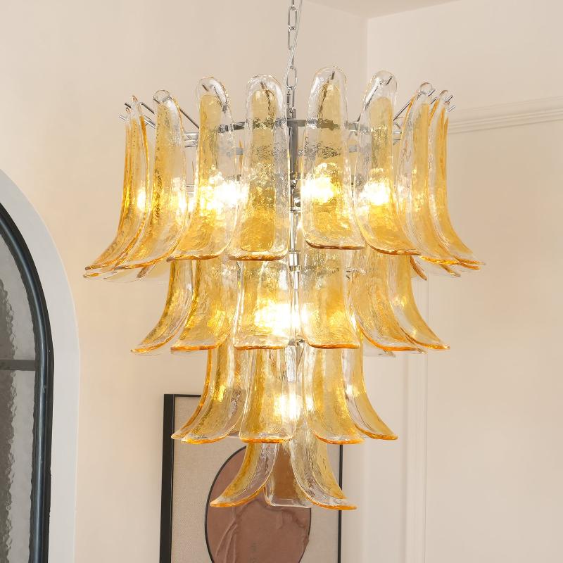 Aurora Chandelier Murano Glass Petals Vintage - Blowlighting
