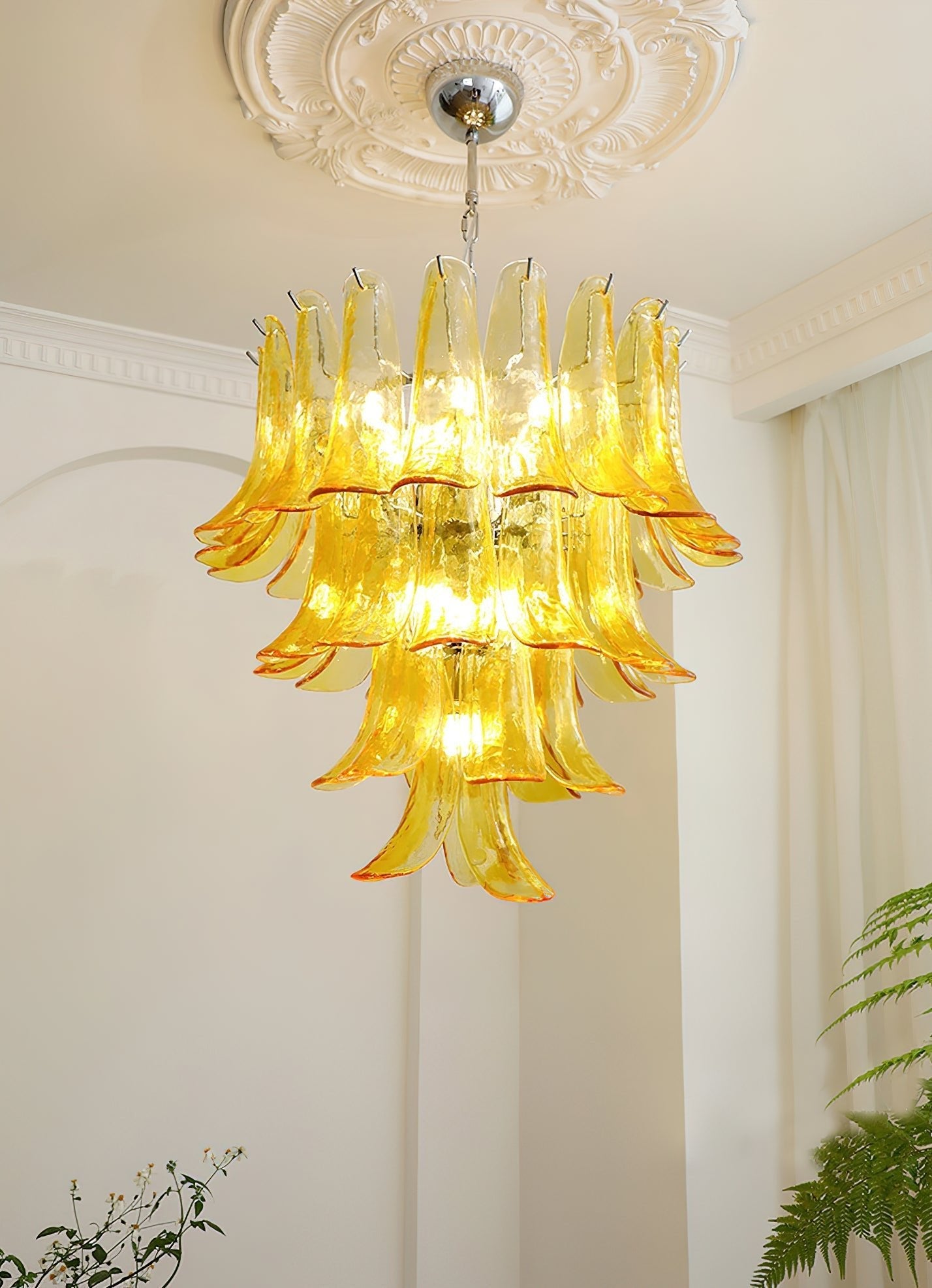 Aurora Chandelier Murano Glass Petals Vintage - Blowlighting
