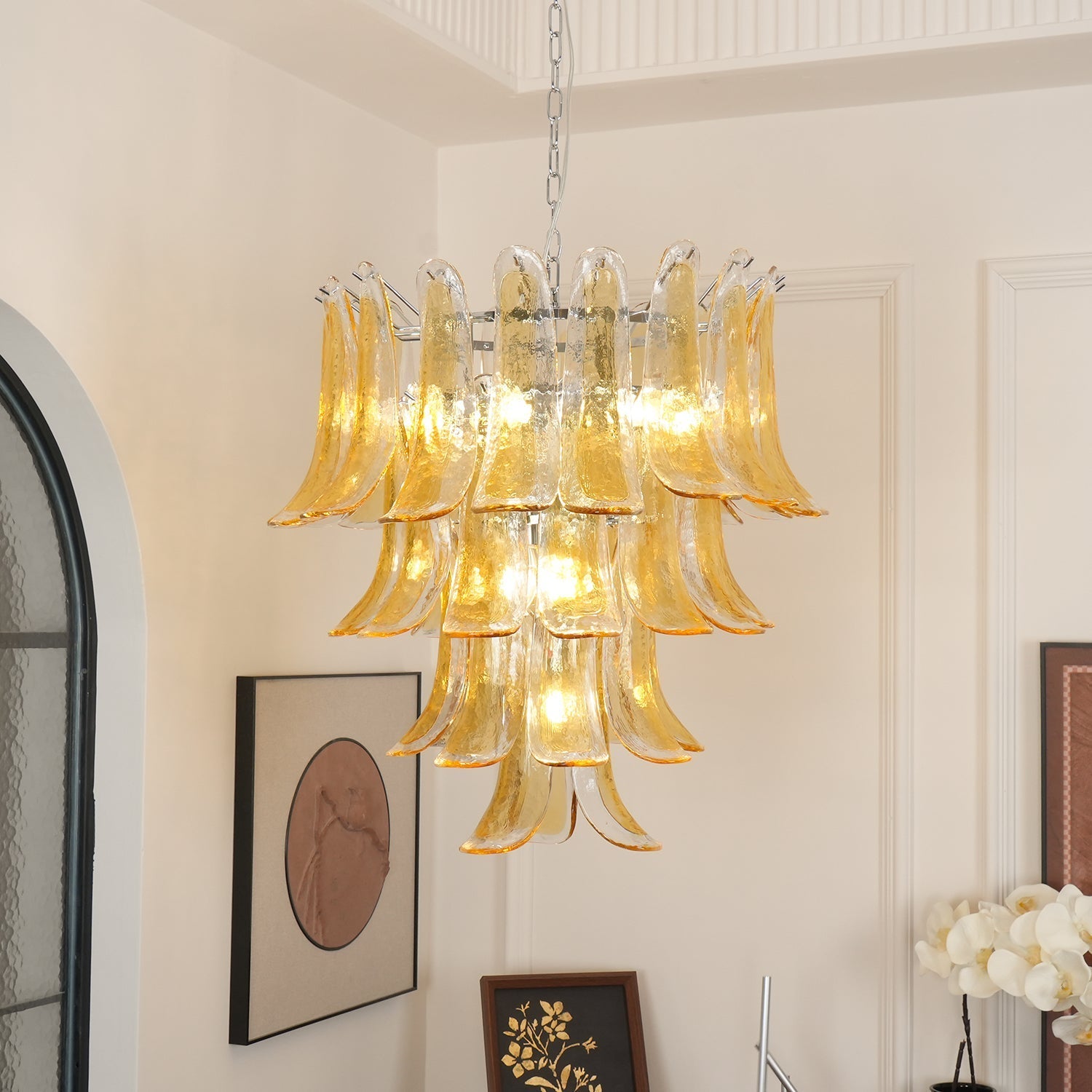 Aurora Chandelier Murano Glass Petals Vintage - Blowlighting