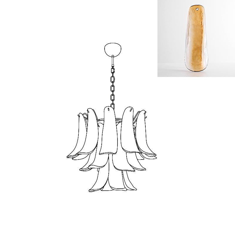 Aurora Chandelier Murano Glass Petals Vintage - Blowlighting