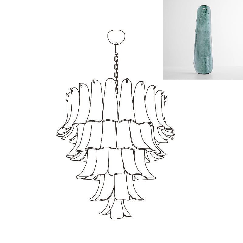 Aurora Chandelier Murano Glass Petals Vintage - Blowlighting