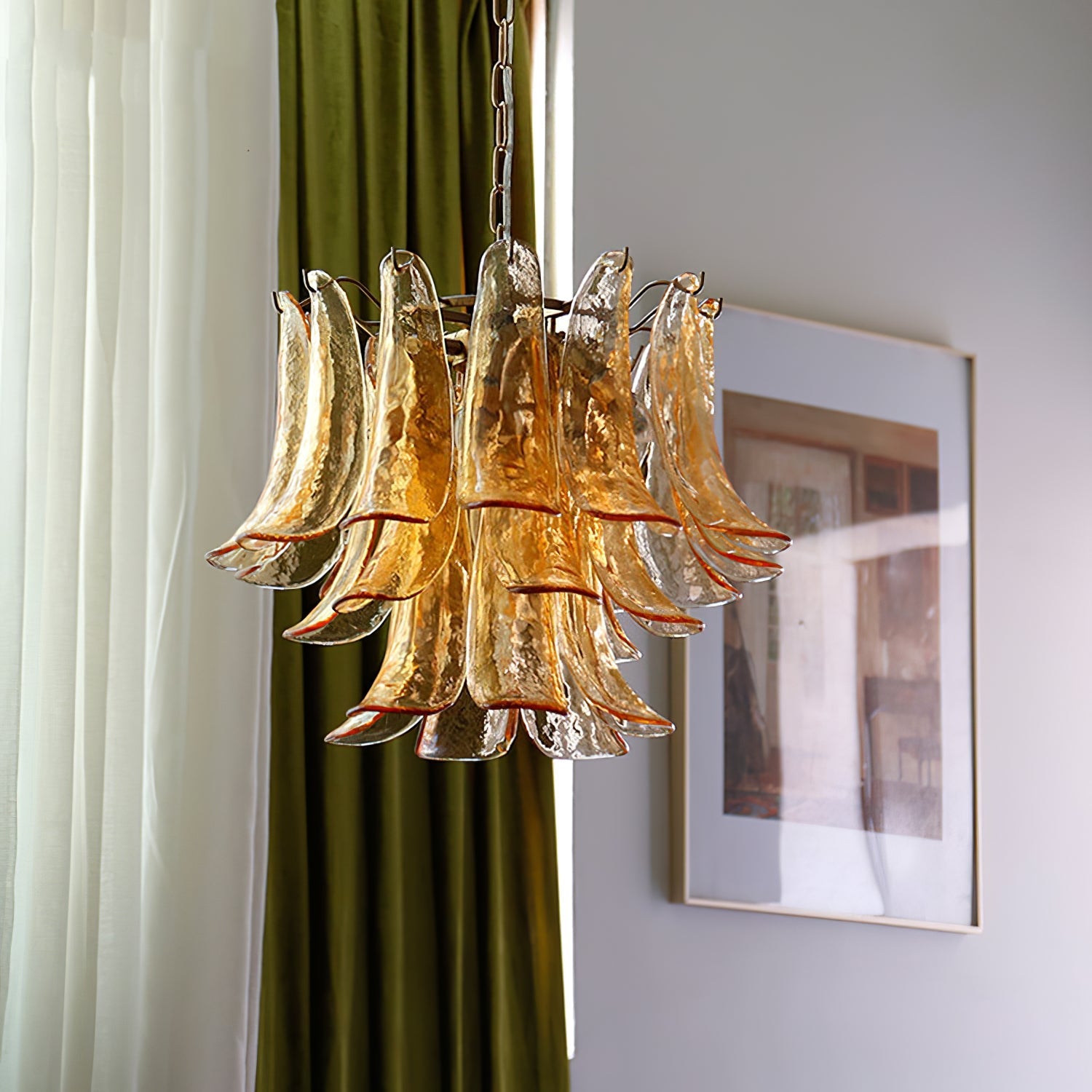 Aurora Chandelier Murano Glass Petals Vintage - Blowlighting