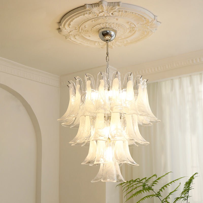 Aurora Chandelier Murano Glass Petals Vintage - Blowlighting