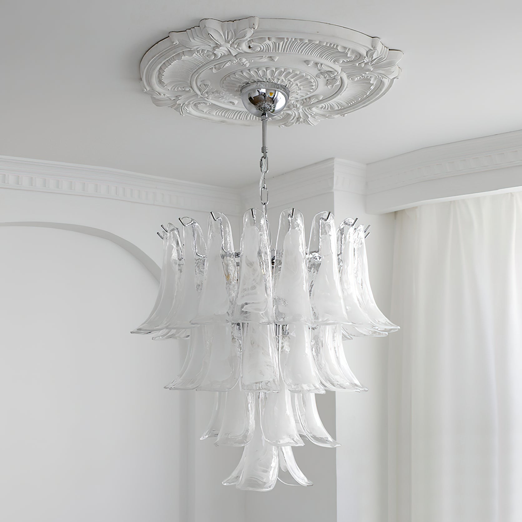 Aurora Chandelier Murano Glass Petals Vintage - Blowlighting