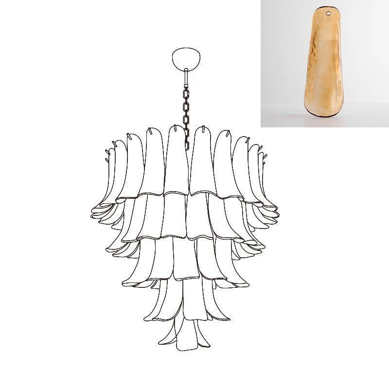 Aurora Chandelier Murano Glass Petals Vintage - Blowlighting
