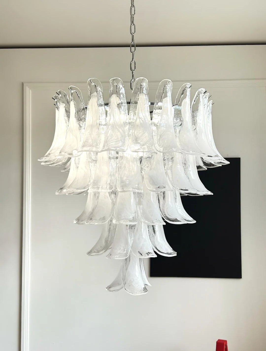 Aurora Chandelier Clear Murano Glass Petal Vintage - Blowlighting